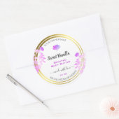 Floral White Lila Gold Packaging Labels Runder Aufkleber (Umschlag)