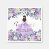 Floral White Lila Quinceanera Serviette (Vorderseite)