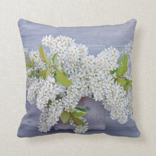 Floral White Lilacs Bouquet Foto Kissen