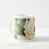 Floral White Magnolia Blume Aquarell Kaffeetasse (Vorderseite Links)