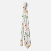Floral White Nature Design Neck Tie Krawatte (Rückseite)