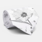 Floral White Neck Tie Krawatte (Gerollt)