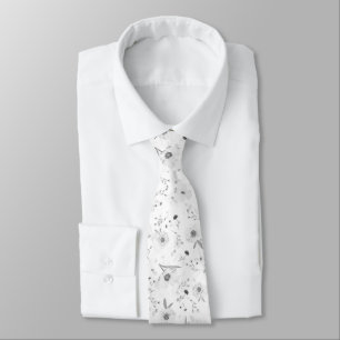 Floral White Neck Tie Krawatte