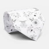 Floral White Neck Tie Krawatte (Gerollt)