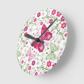 Floral White Pattern Runde Wanduhr (Winkel)