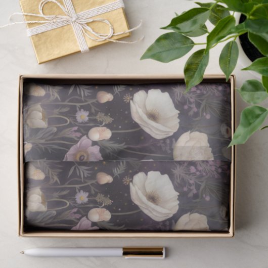 Floral White Poppies Seidenpapier (Geschenk)