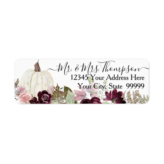 Floral White Pumpkin Burgundy Blush Pink Zurück (Vorne)