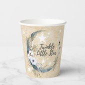 Floral White Twinkle Little Star Baby Dusche Pappbecher (Rückseite)