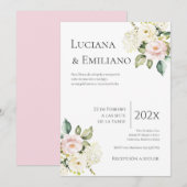 Floral White Wedding Invitation Einladung (Vorne/Hinten)