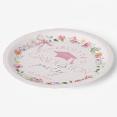 Floral Widflower Pink Bow Graduation party Pappteller (Schrägansicht)