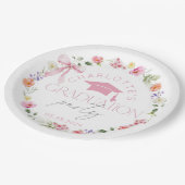 Floral Widflower Pink Bow Graduation party Pappteller (Schrägansicht)
