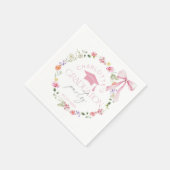 Floral Widflower Pink Bow Graduation party Serviette (Ecke)