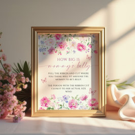 Floral Wie groß ist Mommys Baby Shower Game Poster