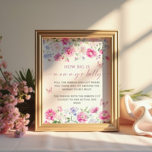 Floral Wie groß ist Mommys Baby Shower Game Poster