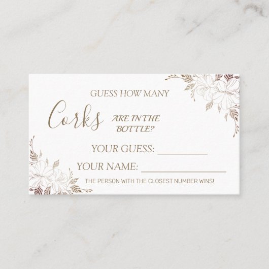 Floral Wie viele Corks Brautparty Kartenspiel Platzkarte (Vorderseite)