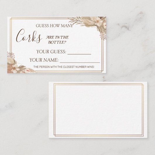 Floral Wie viele Corks Brautparty Kartenspiel Platzkarte (Vorne/Hinten)