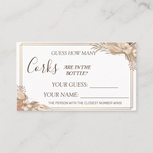Floral Wie viele Corks Brautparty Kartenspiel Platzkarte (Vorderseite)