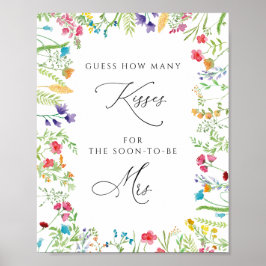 Floral Wie viele Kisses Brautparty Game Poster