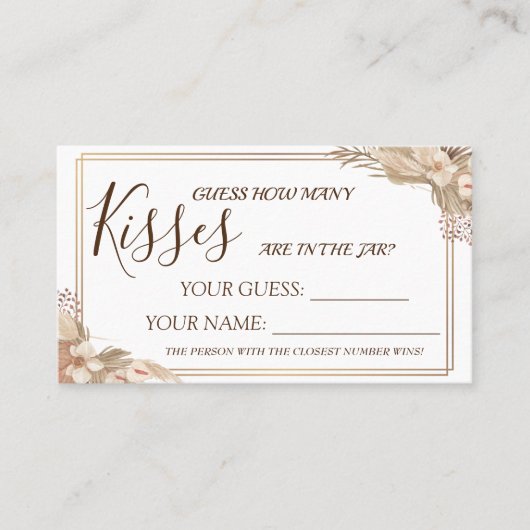 Floral Wie viele Küsse Brautparty Kartenspiel Platzkarte (Vorderseite)