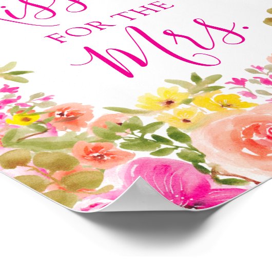 Floral Wie viele Küsse für das Brautparty Poster (Ecke)