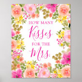 Floral Wie viele Küsse für das Brautparty Poster (Vorne)