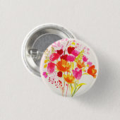 Floral Wiese Peach Pink Aquarell Button (Vorne & Hinten)