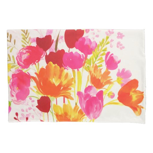 Floral Wiese Peach Pink Aquarell Kissenbezug (Vorderseite)