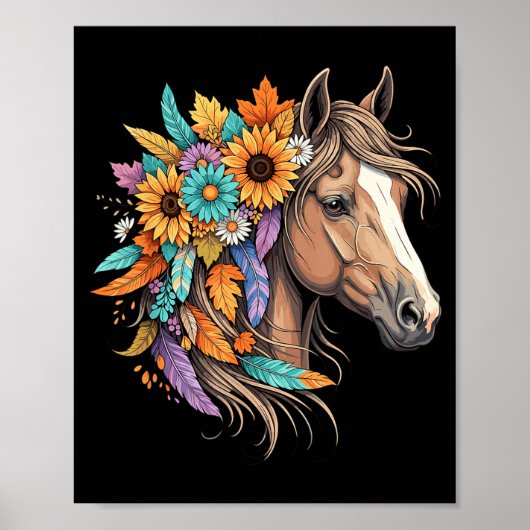 Floral Wild Horse Country Horse Riding Women Girls Poster (Vorne)