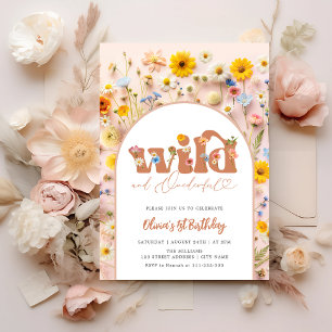 Floral Wild & Onederful Girl 1. Geburtstag Einladung