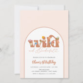 Floral Wild & Onederful Girl 1. Geburtstag Einladung (Vorderseite)