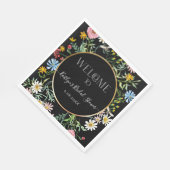 Floral Wildblume Black Boho Begrüßung Brautparty Serviette (Ecke)