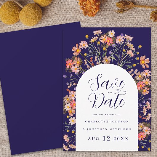 Floral Wildblume Boho Hochzeit im Herbst Save The Date
