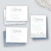 Floral Wildblume Dusty Blue Wedding RSVP