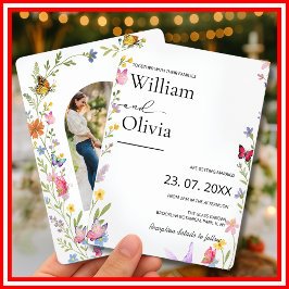 Floral Wildblume Elegant Boho Butterflies Hochzeit Einladung