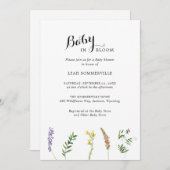 Floral Wildblume Elegante Babydusche Einladung (Vorne/Hinten)