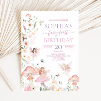 Floral Wildblume Fairy First Birthday Party Einladung