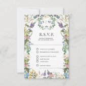 Floral Wildblume Meadow Spring QR-Code Hochzeit RSVP Karte (Vorderseite)