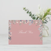 Floral Wildblumen Dusty Rose Pink Script Dankeskarte (Stehend Vorderseite)