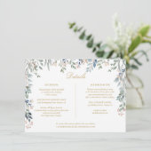 Floral Wildblumen Gold Wedding Details Card Einladung (Stehend Vorderseite)