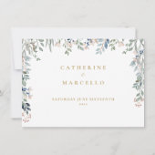 Floral Wildblumen Gold Wedding Details Card Einladung (Rückseite)