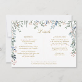 Floral Wildblumen Gold Wedding Details Card Einladung