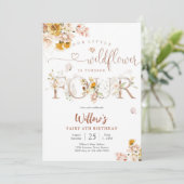 Floral Wildflower 4th Birthday Invitation Einladung (Stehend Vorderseite)