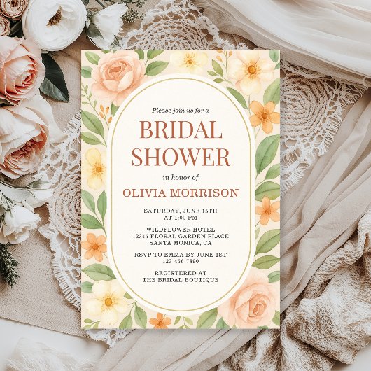 Floral Wildflower Botanical Bridal Shower Einladung