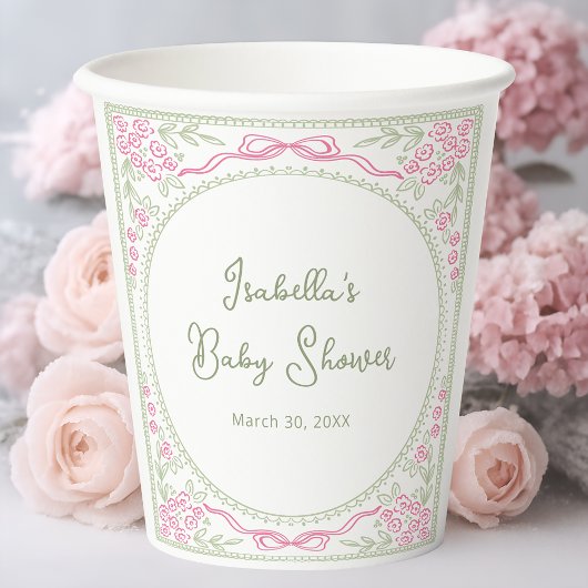 Floral Wildflower Girl Baby Shower Pappbecher