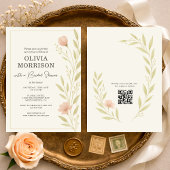 Floral Wildflower QR Code Bridal Shower Einladung
