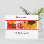 Floral Will You be My Bridesmaid Card Save The Date (Stehend Vorderseite)