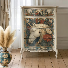 Floral William Morris Style Unicorn Seidenpapier