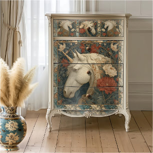 Floral William Morris Style Unicorn Seidenpapier