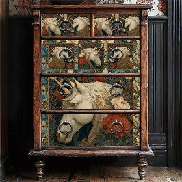 Floral William Morris Style Unicorn Seidenpapier