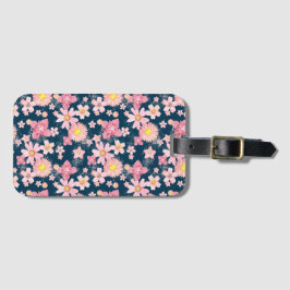 Floral Wind Navy Blue Travel Tag Gepäckanhänger